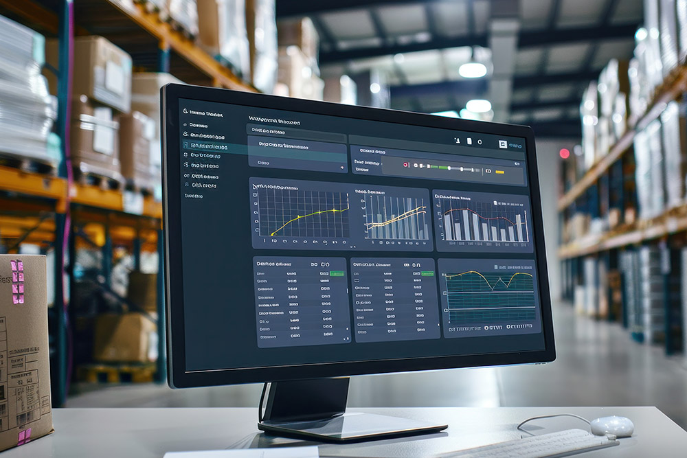 warehouse computer displaying performance