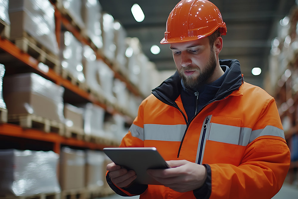 warehouse worker tablet